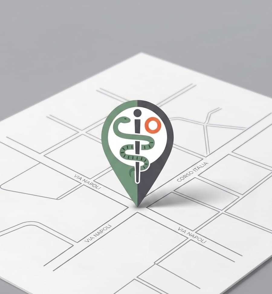 Il pin DoveRiceve che segna la posizione di uno studio medico su una mappa